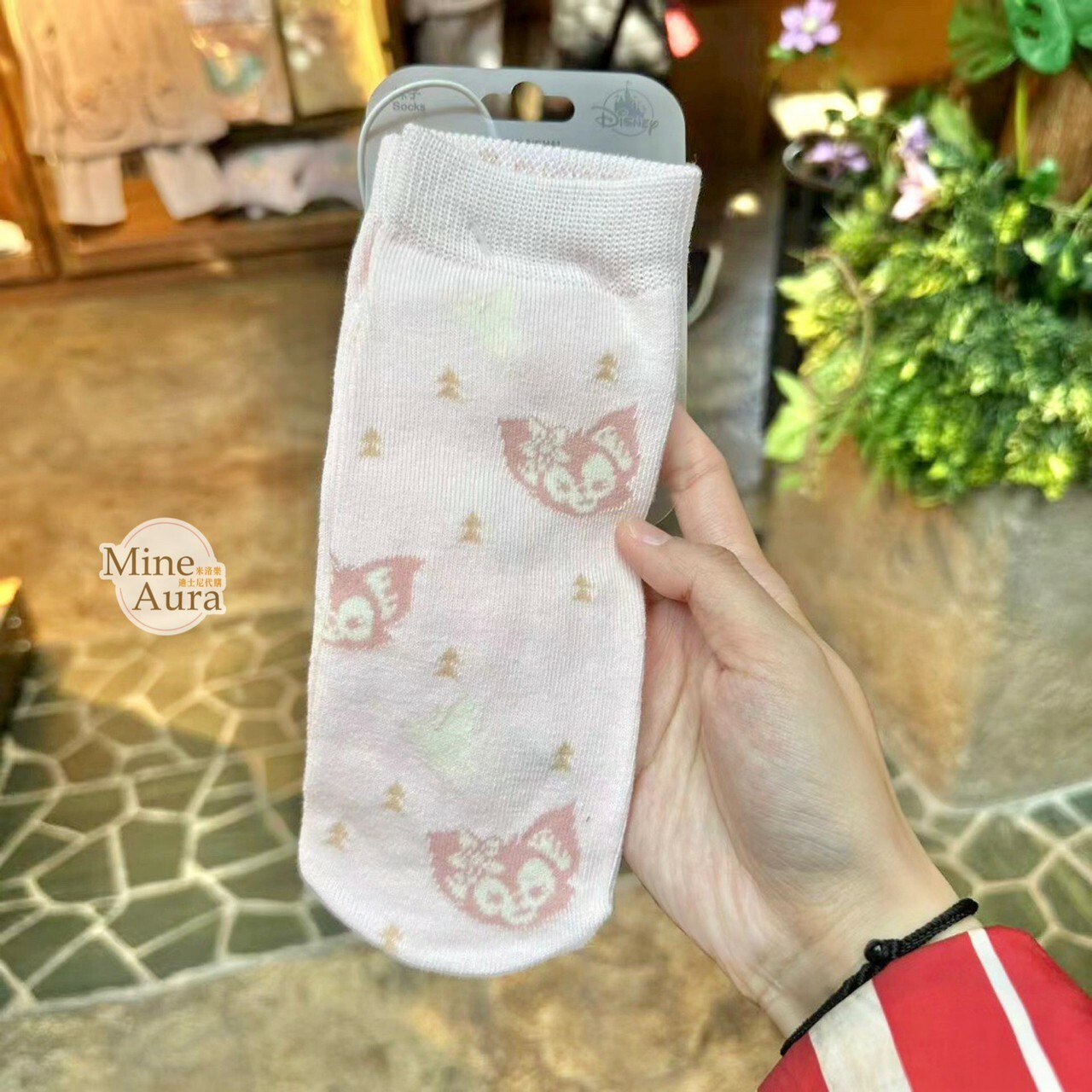 玲娜貝兒 Lina bell 粉嫩 大頭 滿版 圖案 短襪 襪子 -上海迪士尼樂園