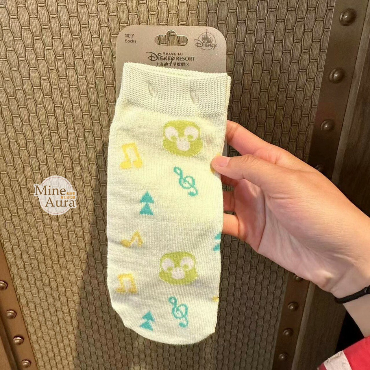 奧樂米拉 海龜 OluMel 粉嫩 大頭 滿版 圖案 短襪 襪子 -上海迪士尼樂園