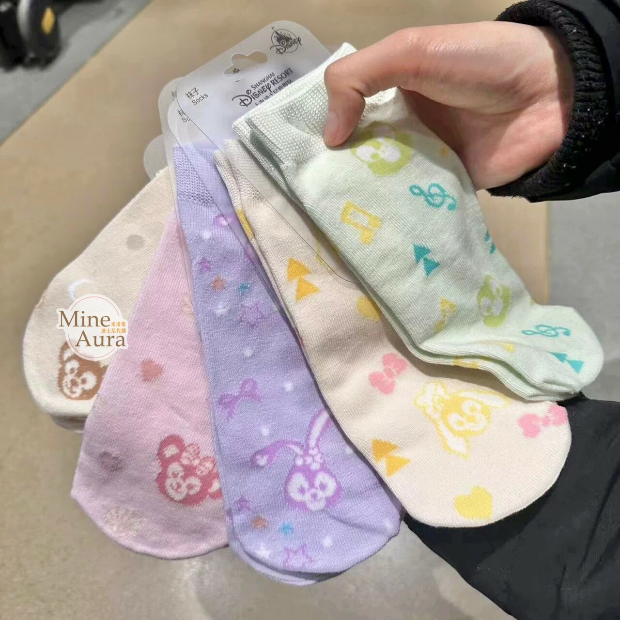 史黛拉露 星黛露 StellaLou 粉嫩 大頭 滿版 圖案 短襪 襪子 -上海迪士尼樂園