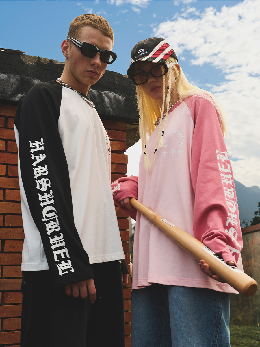 Harsh and Cruel 23SS 歌德字體排版插肩袖長袖 HN231020048