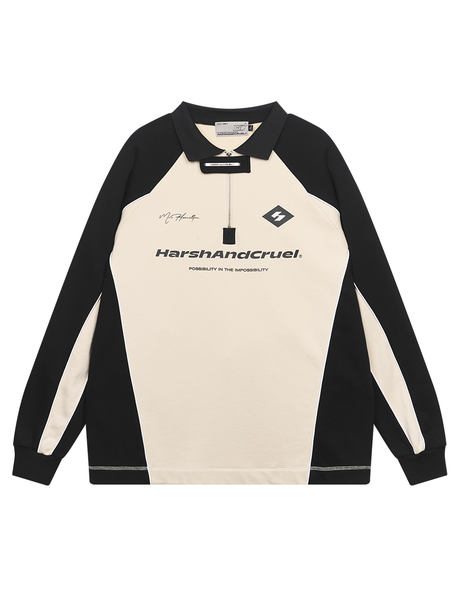 Harsh and Cruel 23SS 拼接足球排版翻領長袖polo衫 HM231030054