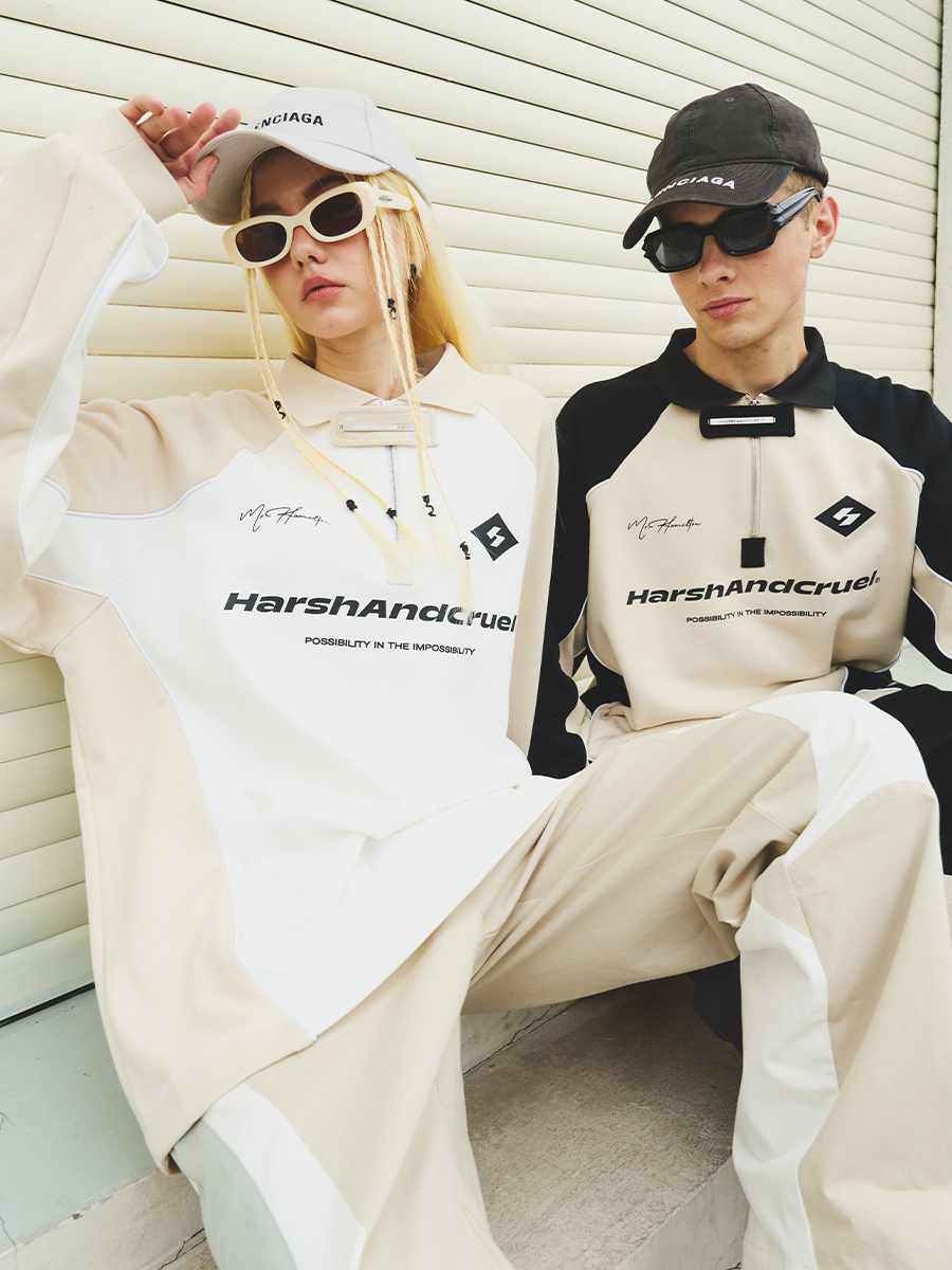 Harsh and Cruel 23SS 拼接足球排版翻領長袖polo衫 HM231030054