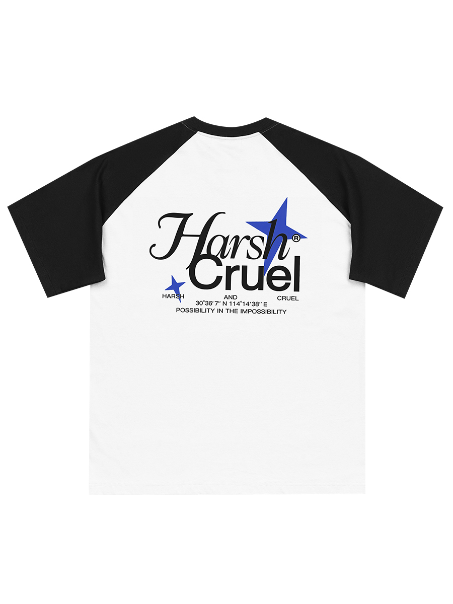 Harsh and Cruel 23SS 撞色拼接簡約十字芒星圖像短袖 HZ231020108