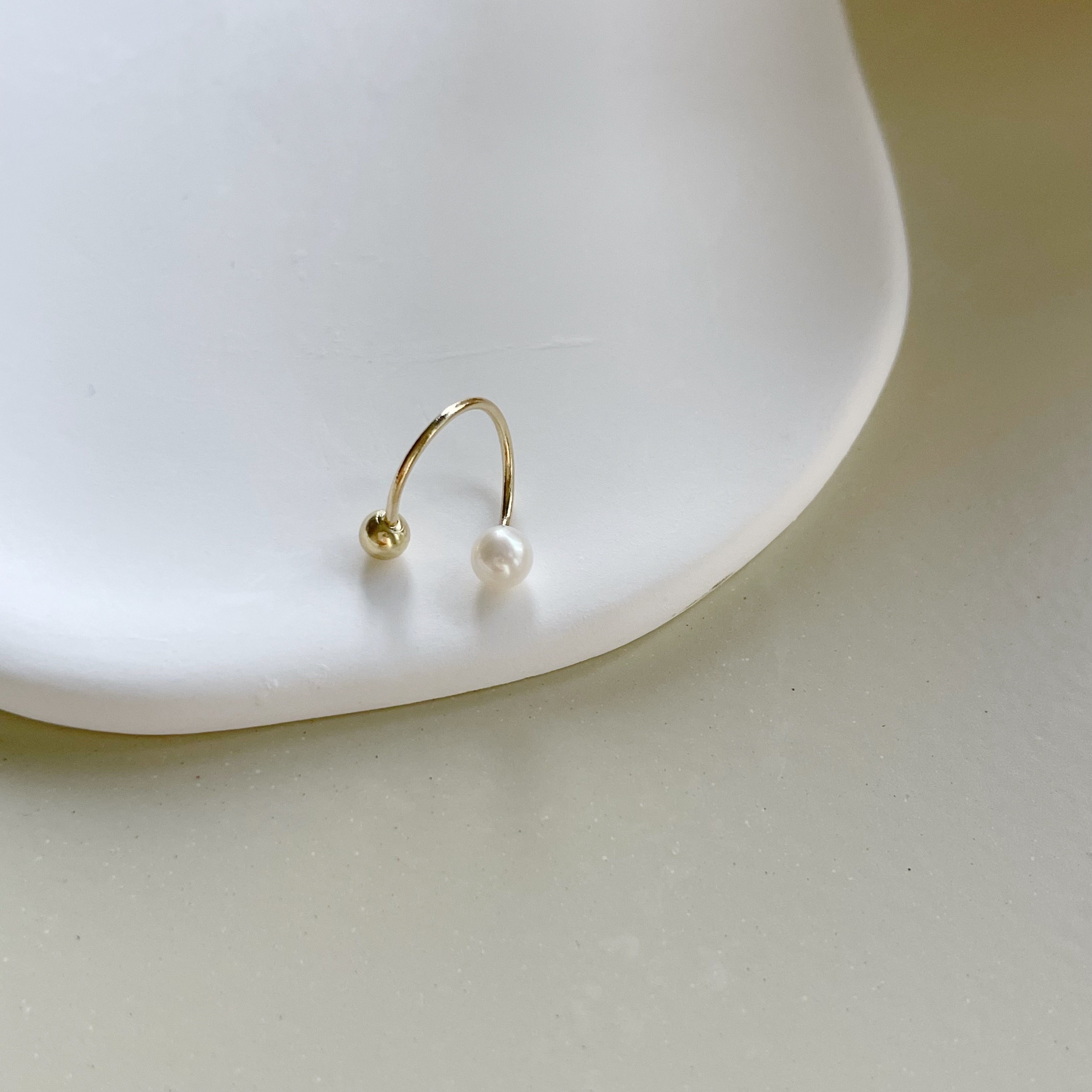 14K珍珠扭扭轉珠耳環