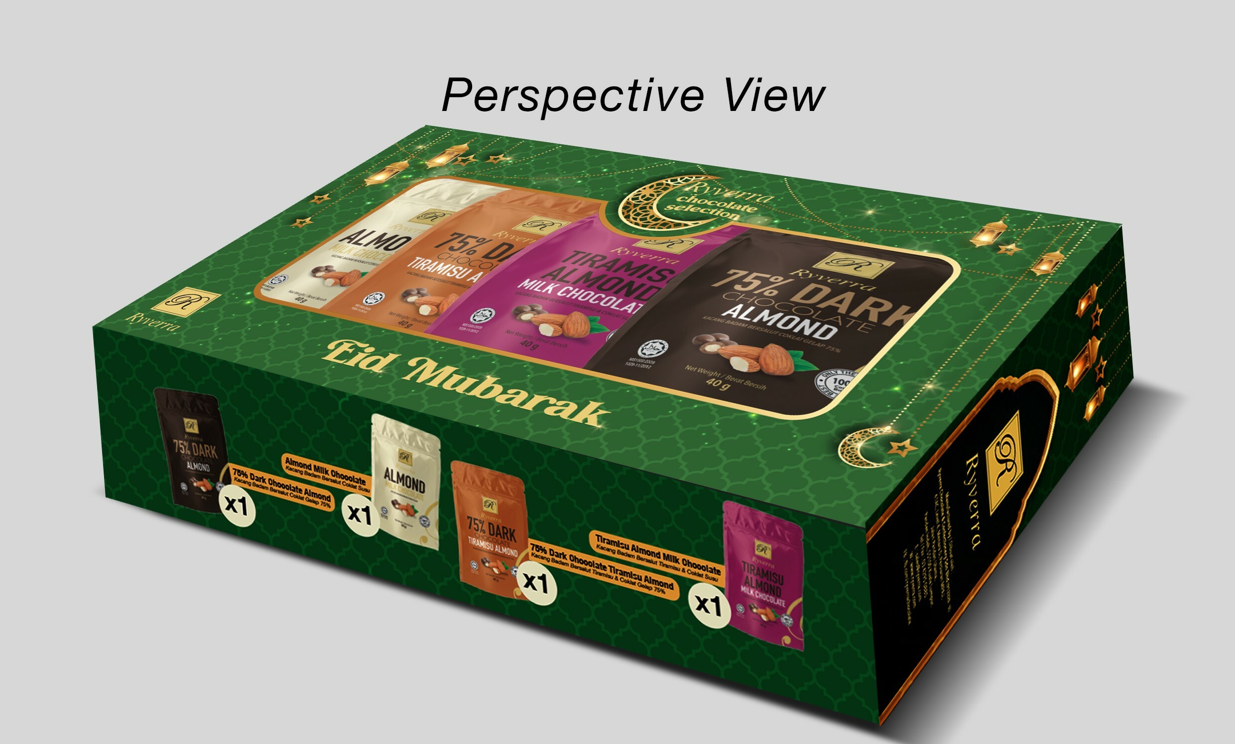 Gift Box Aidilfitri Ryverra Panned Chocolate 4x40g