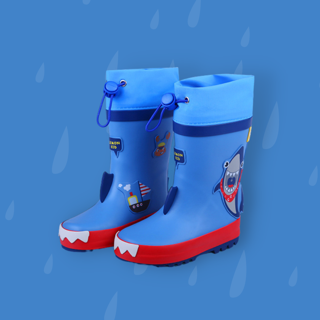 【限量】藍色鯊魚-中筒縮口雨鞋(22-30)