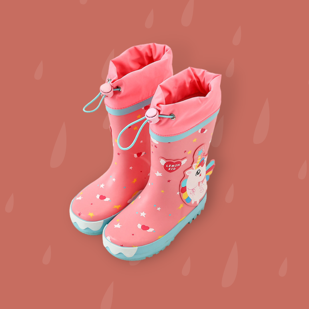 【限量】粉色獨角獸-中筒縮口雨鞋(22-30)