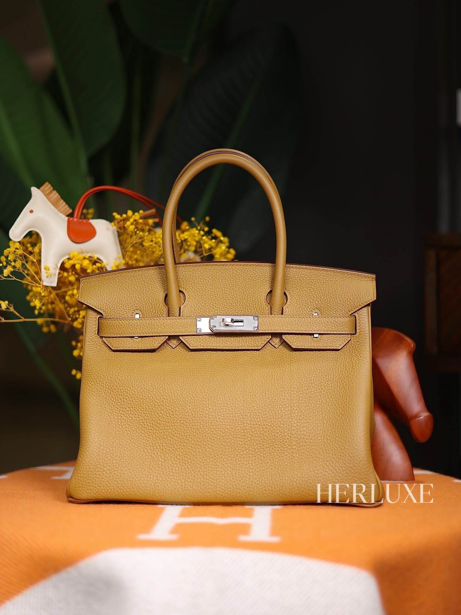 Birkin 30 verso U8 bronze dore/ T0 bleu brume ck togo