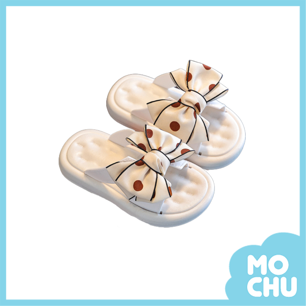 小波點蝴蝶結兒童拖鞋(三色)