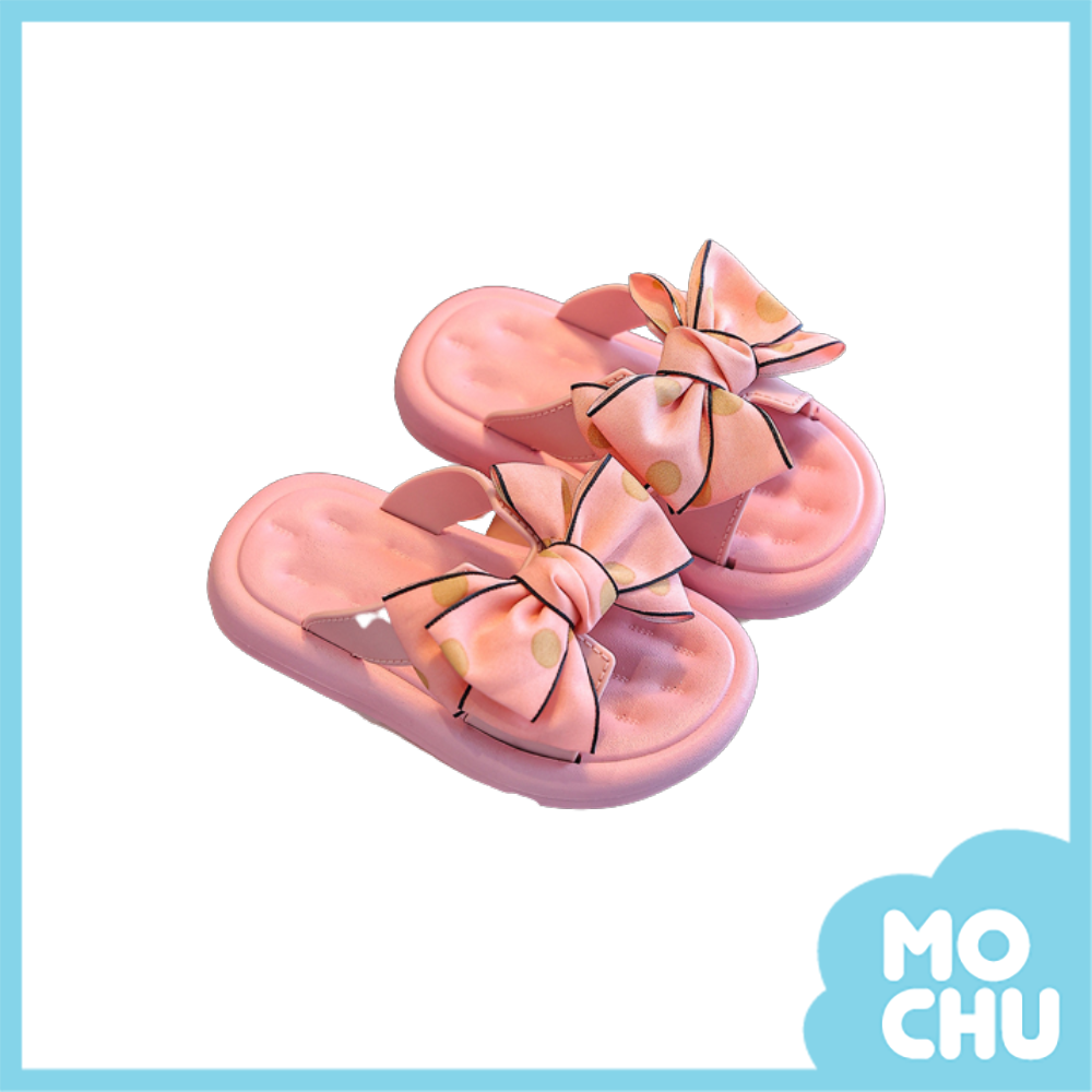 小波點蝴蝶結兒童拖鞋(三色)