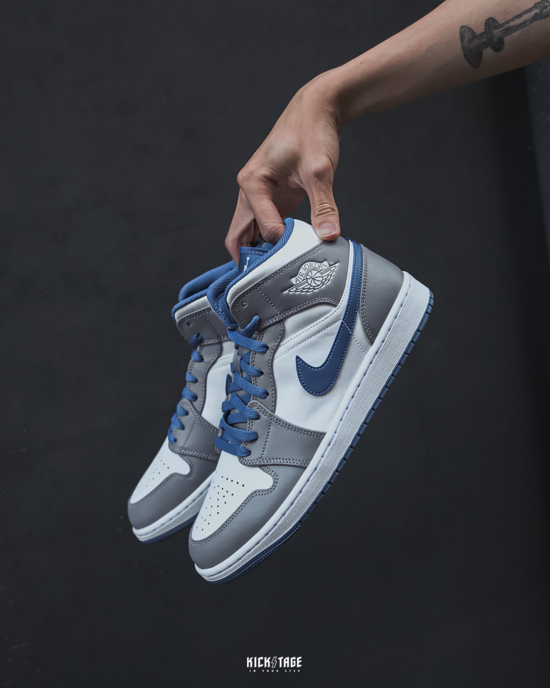 NIKE AIR JORDAN 1 Mid TRUE BLUE 灰藍AJ1中筒休閒鞋【DQ8426-014】