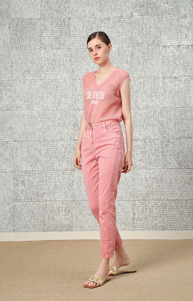 BC1EC266A1 午後漫遊珊瑚紅薄款V領針織背心