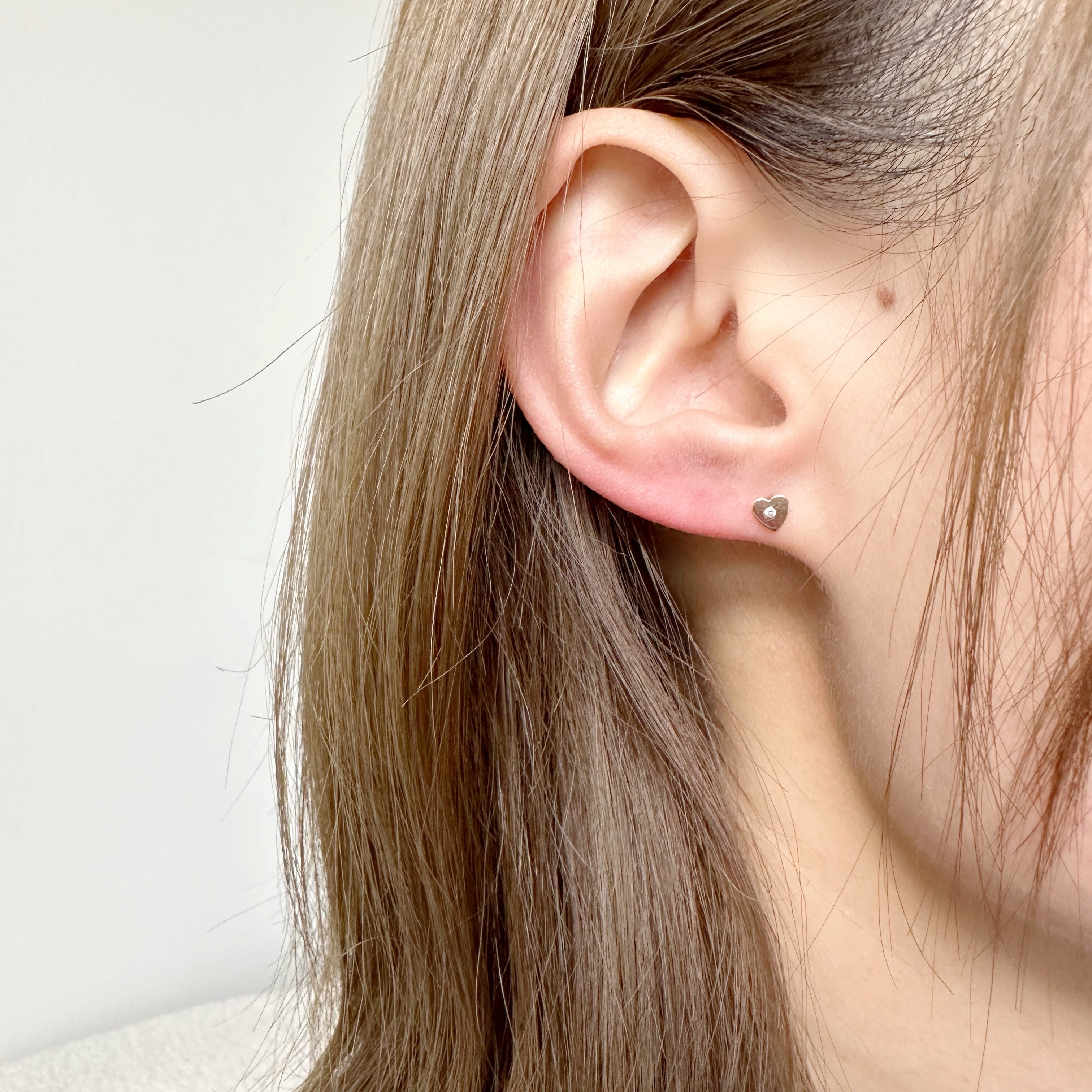 14K小愛心真鑽轉珠耳環