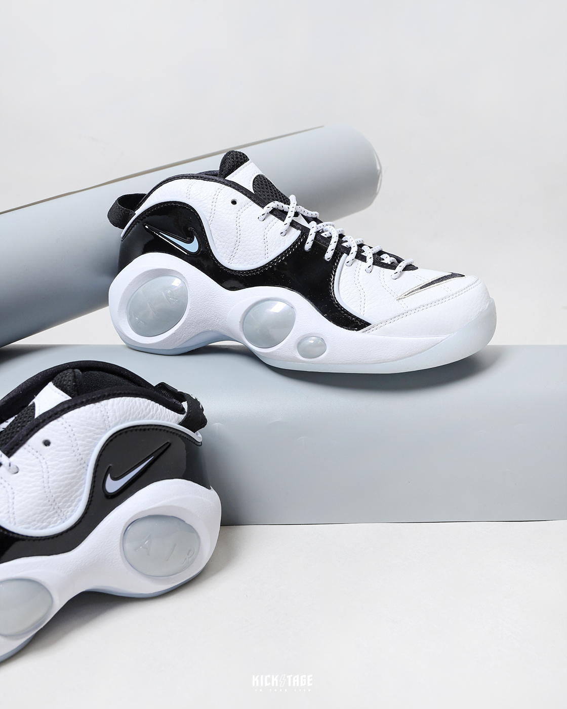 男鞋NIKE Air Zoom Flight 95 Football Grey 白黑冰底漆皮蟲洞未來感