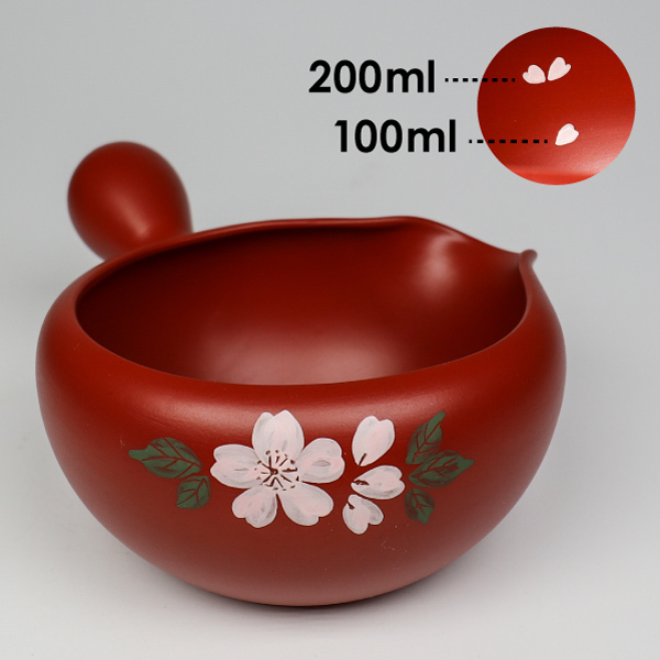 【玉光】朱泥櫻 橫手茶海0.28L