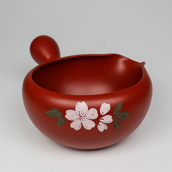 【玉光】朱泥櫻 橫手茶海0.28L