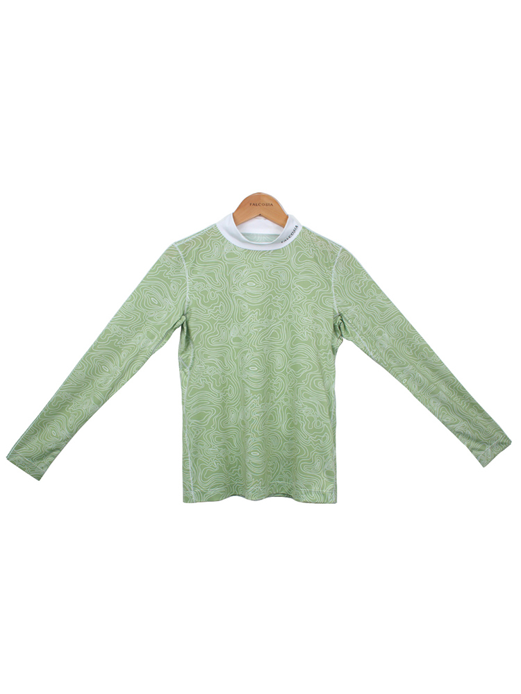 等高線印花上衣-青綠