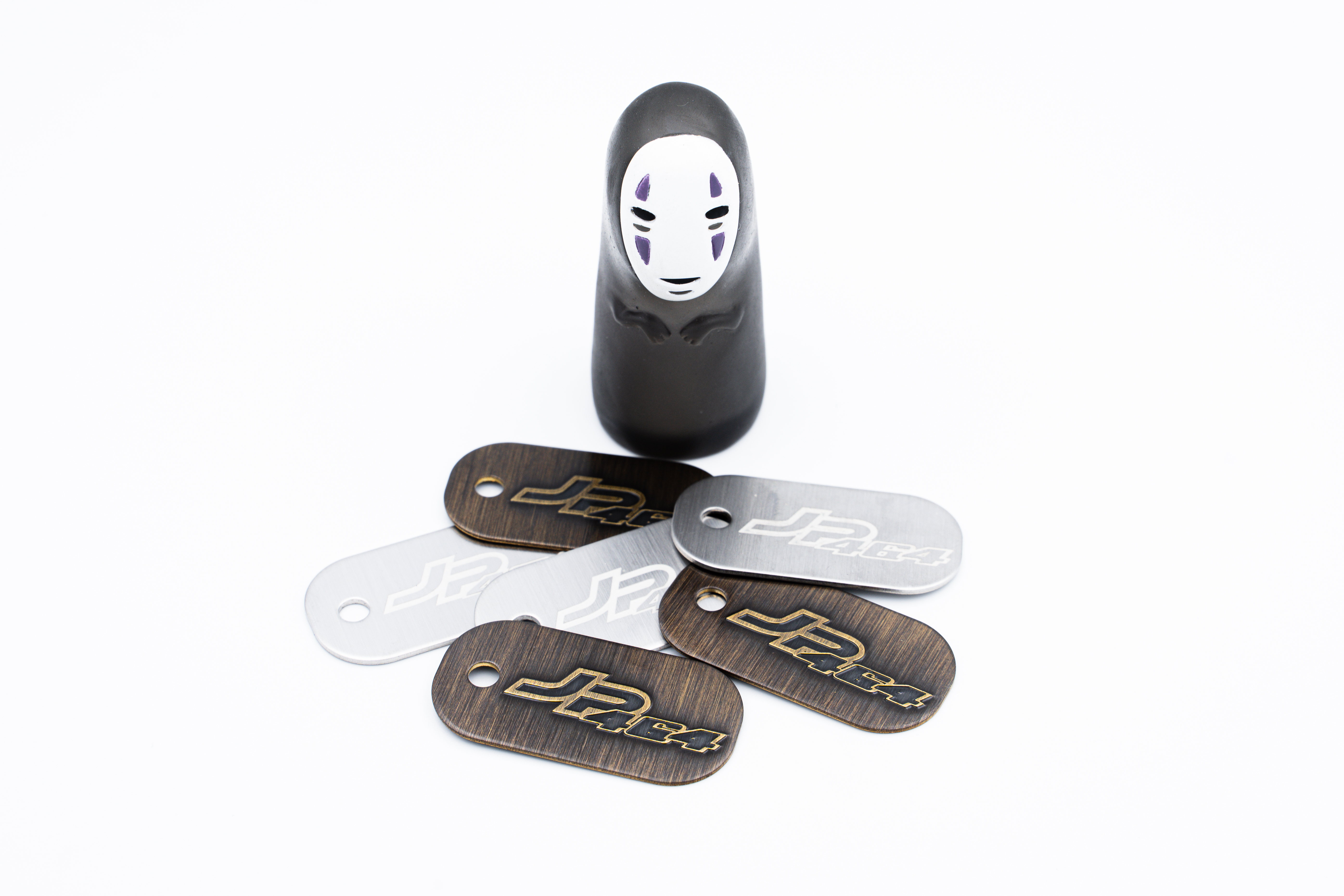 【JP464】鐵牌組 銀底雷刻凹字 黃銅刷舊凹字