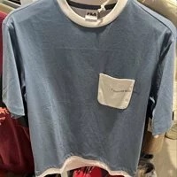 [S] FILA COLOR SCHEME LAYERED SHORT SLEEVE T-SHIRT,GRAYISH BLUE, FS2RSE2101X-GSU, FINAL SALE (SFL196)