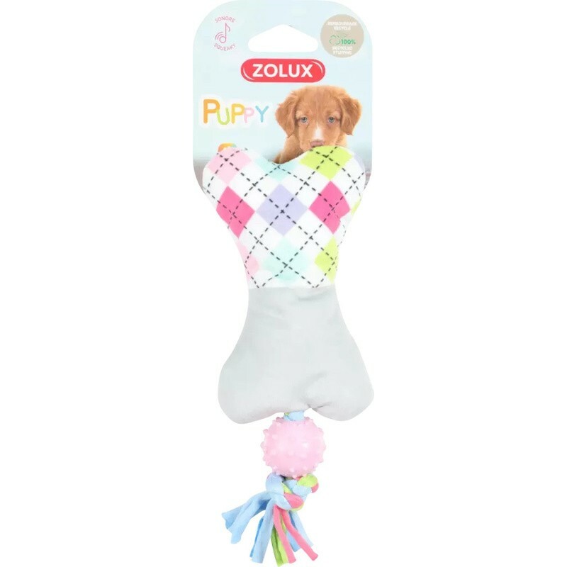 法國zolux Puppy Tiny系列 狗玩具 - 布骨頭(灰）
