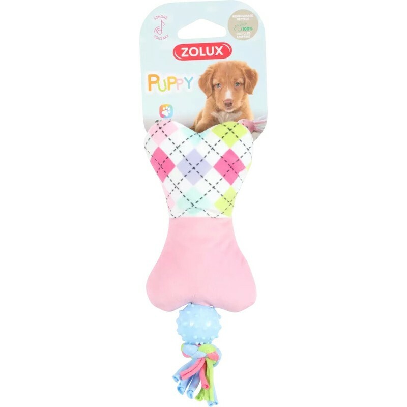 法國zolux Puppy Tiny系列 狗玩具 - 布骨頭(粉）