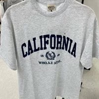 [S] WHO.A.U CALIFORNIA LETTER SHORT SLEEVE OVERFIT TEE,MELANGE GRAY, WHRAD2324U-MELANGE GRAY (SWAU117)