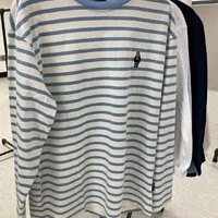 [S] WHO.A.U COMMON STEVE STRIPE LONG SLEEVE TEE,BLUE, WHLSD2311U-BLUE (SWAU122)
