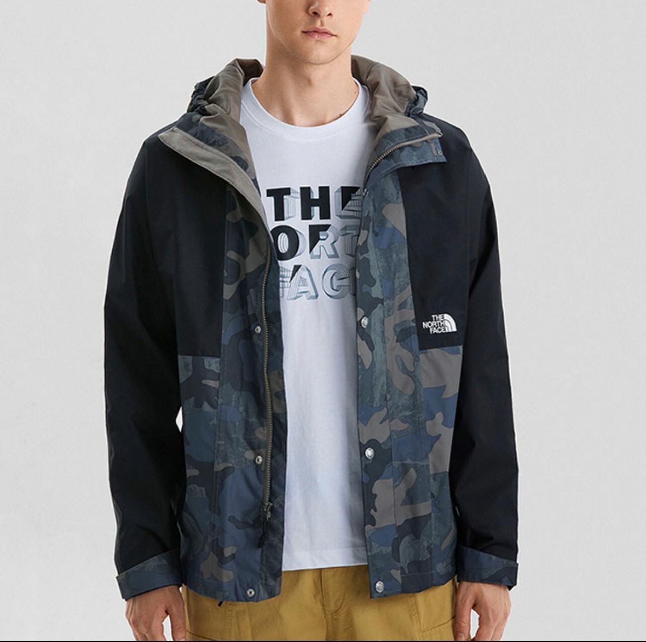 代購 THE NORTH FACE 拼接迷彩 連帽夾克 外套 防風 多色 MAR-