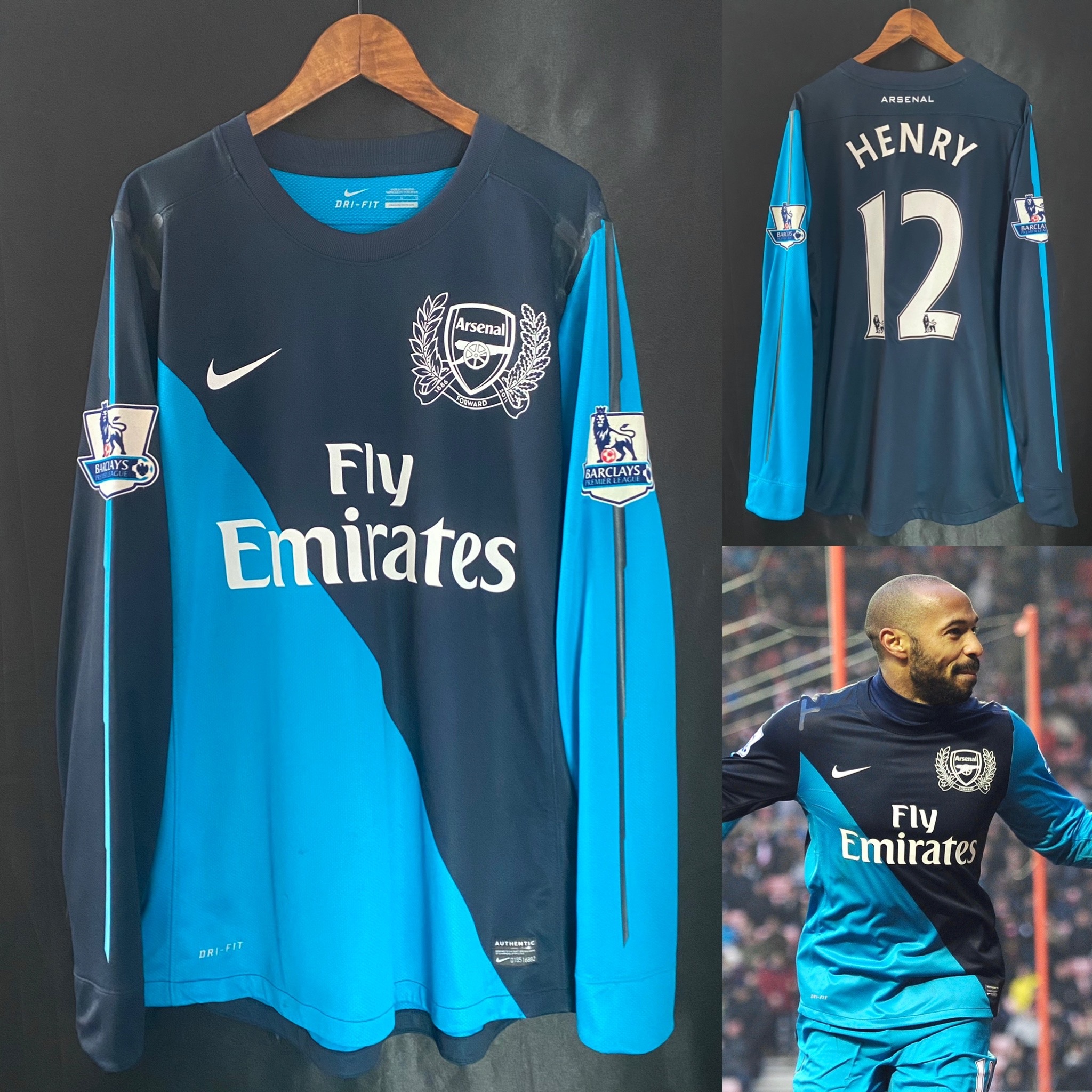 (更衣室版) 阿仙奴 2011-2012 Nike 作客長袖更衣室球員版球衣 #12 HENRY