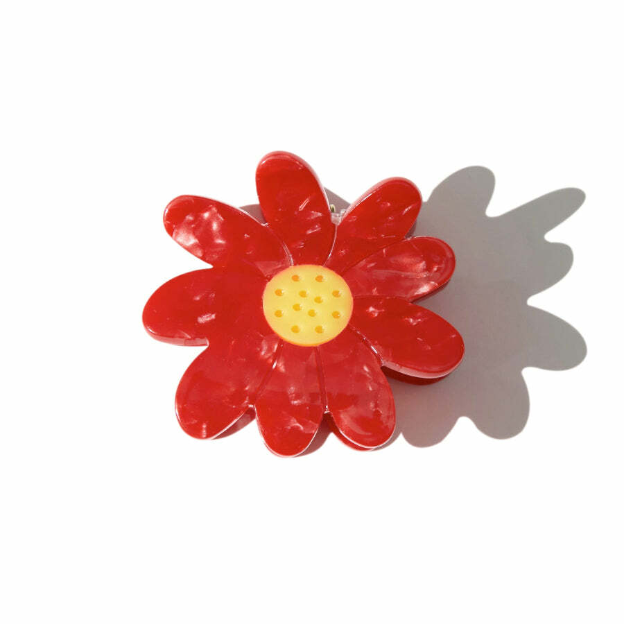 美國 Snack Break // Daisy Bloom Hair Claw in Red