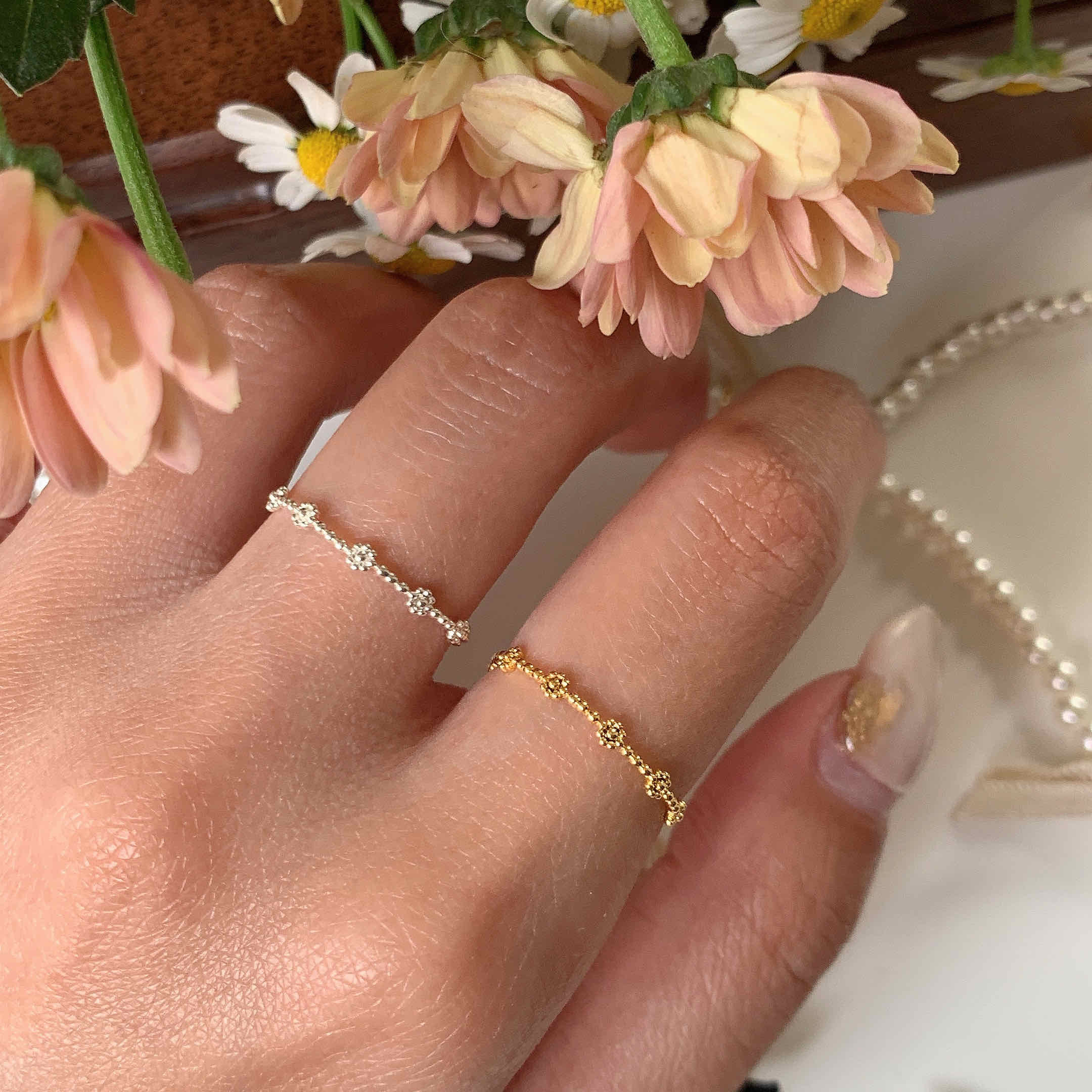 🇰🇷銷售破百！925 silver 迷你小花細戒｜2 color