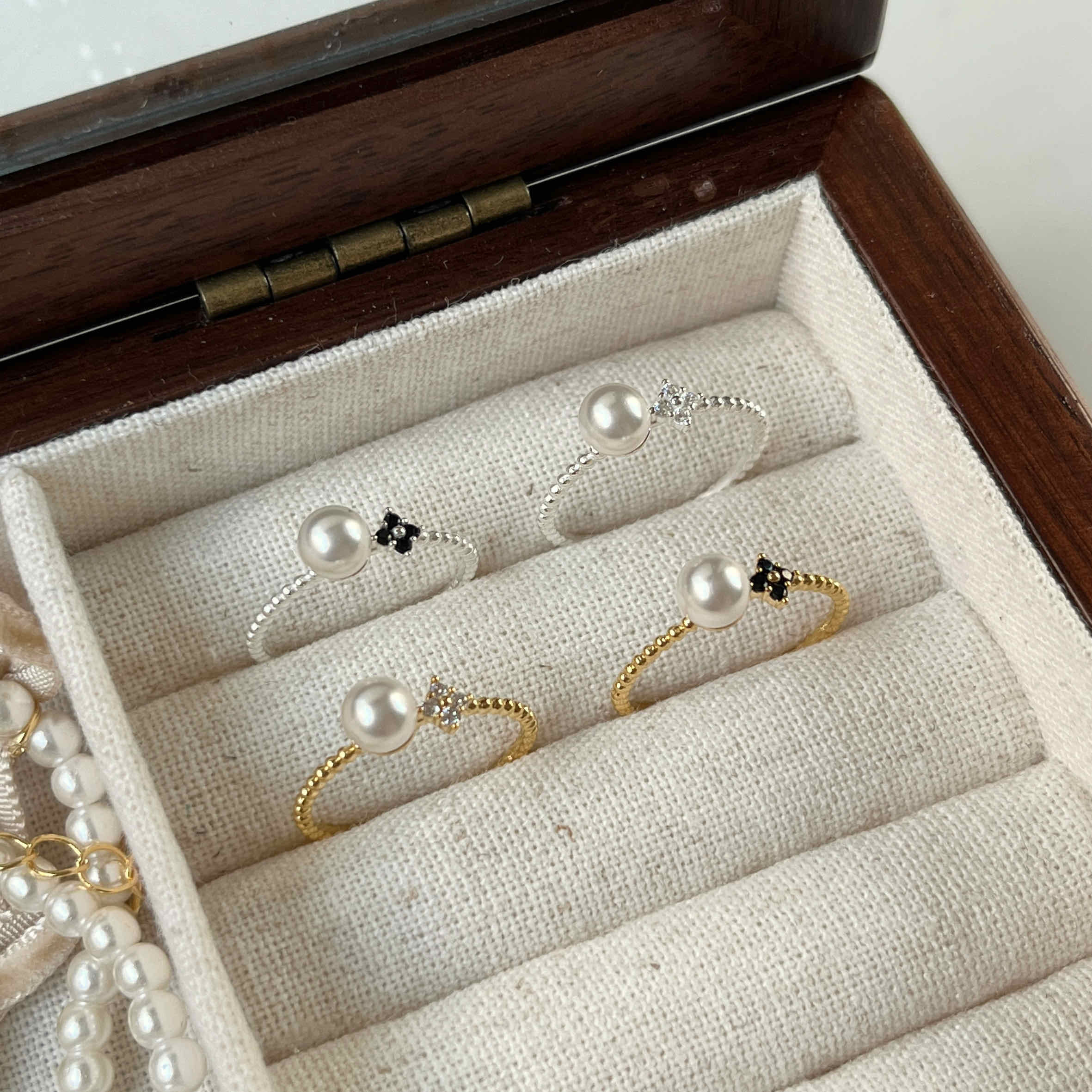 🇰🇷925 silver 幸運珍珠戒指｜2 color