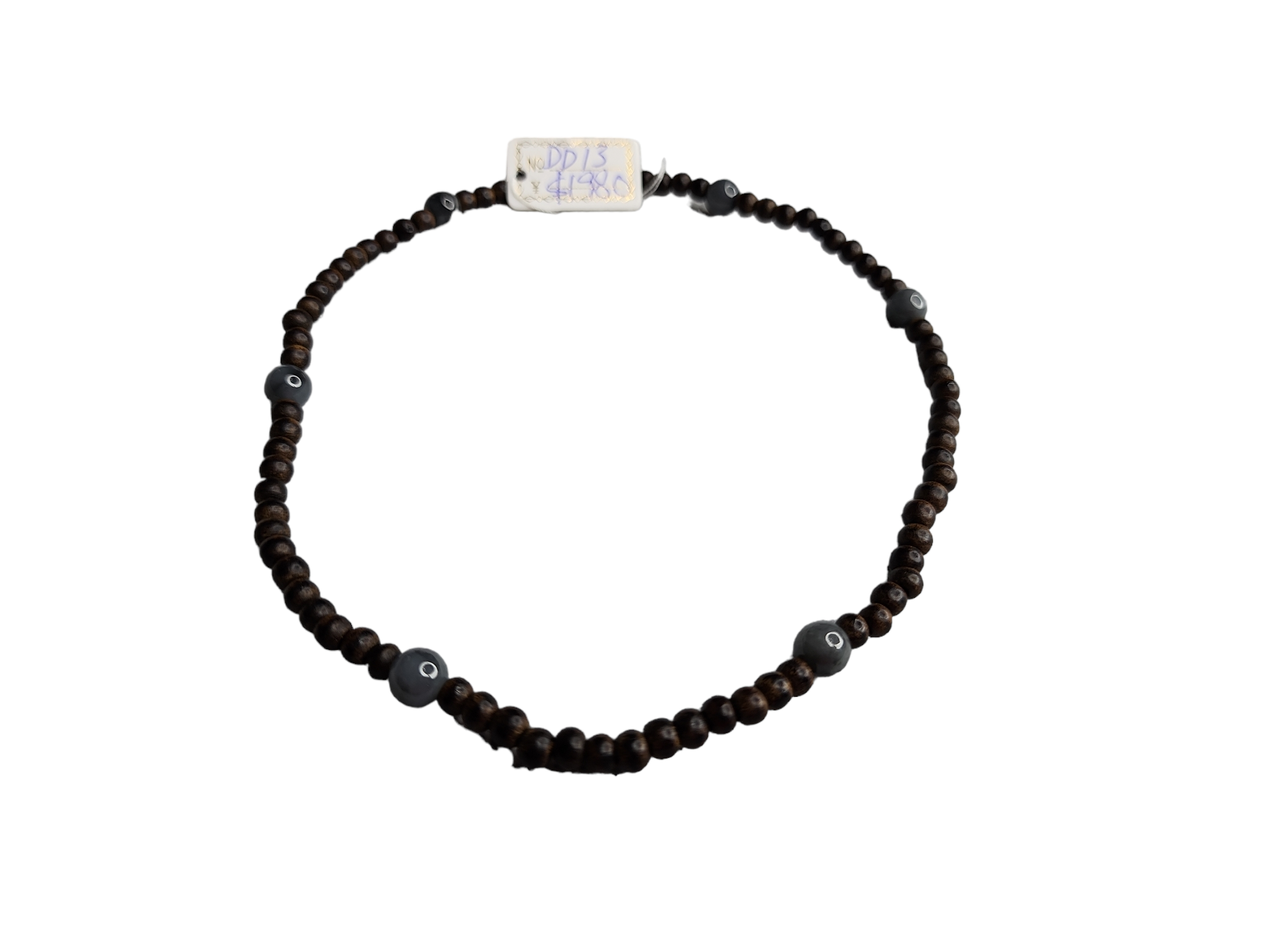 DD13 墨玉圓珠設計 雙圈沉香手串 4mm+