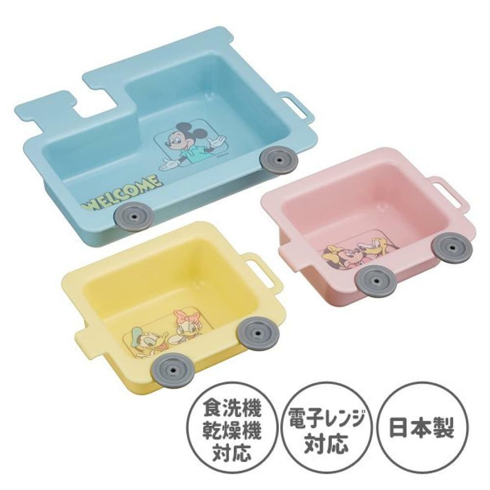 日本製Disney米奇Mickey造型塑膠餐盤3件組 連結火車
