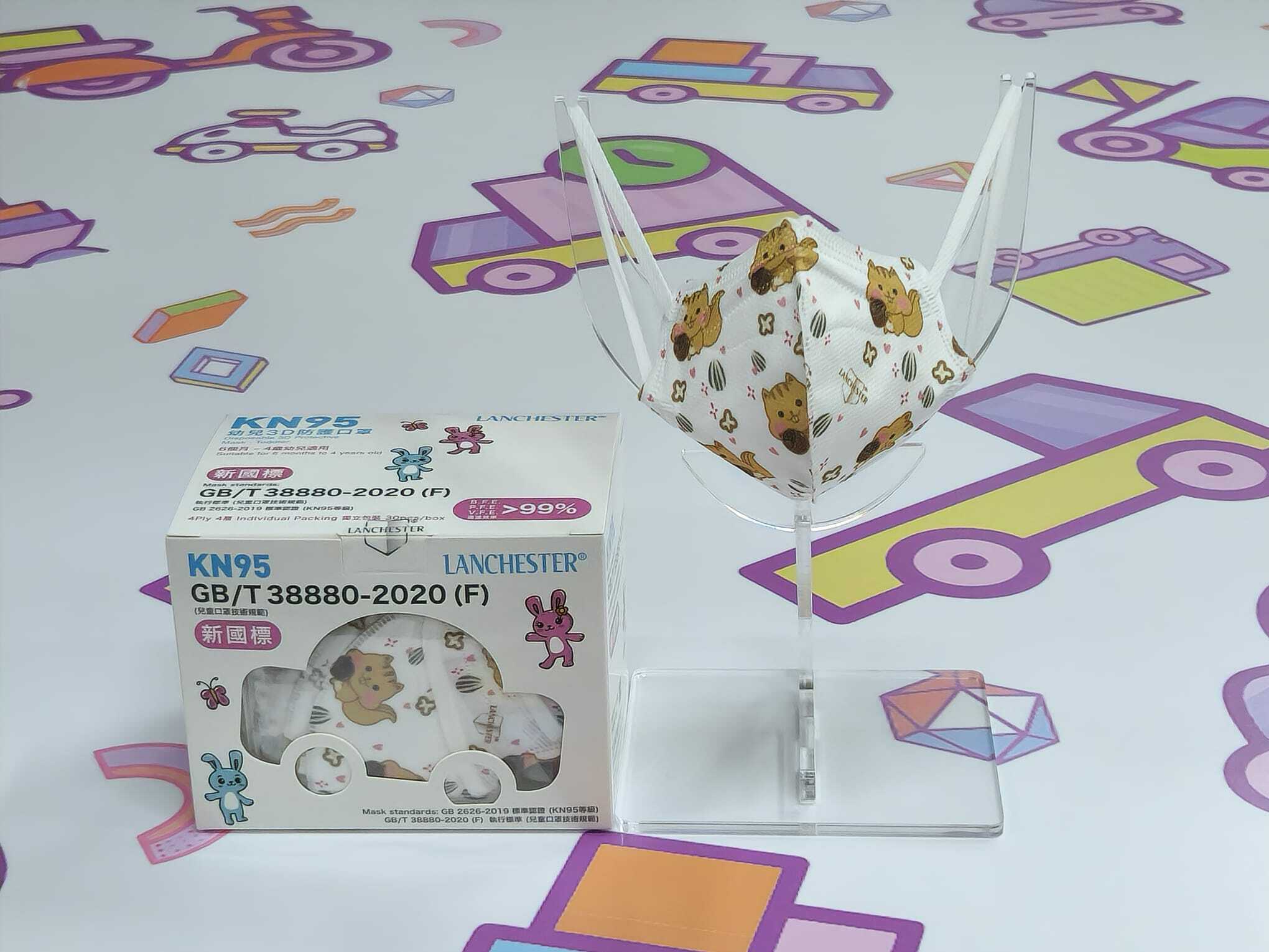 【KN95系列】Lanchester 幼兒四層立體KN95防護口罩 三十片 獨立包裝(松鼠)(醫用級)(證書認證/信心保證)