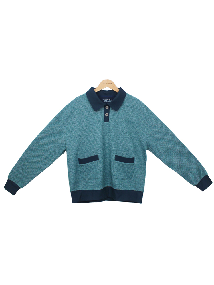 美式復古開襟領上衣-綠麻