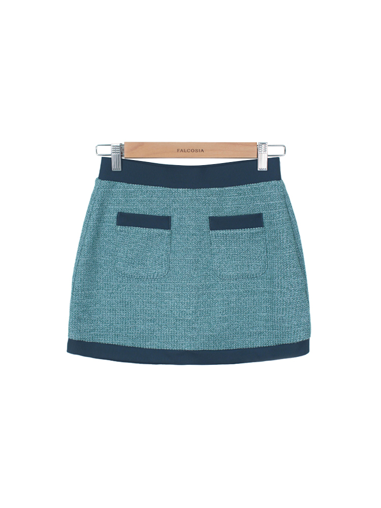 復古華夫格短裙-綠麻