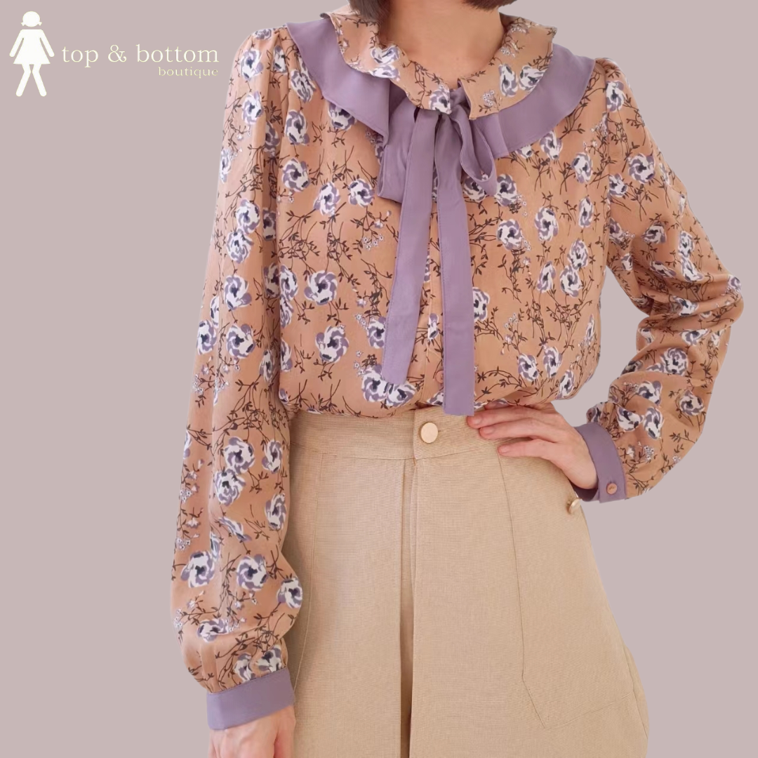 KOREA FRILLED COLLAR FLORAL BLOUSE