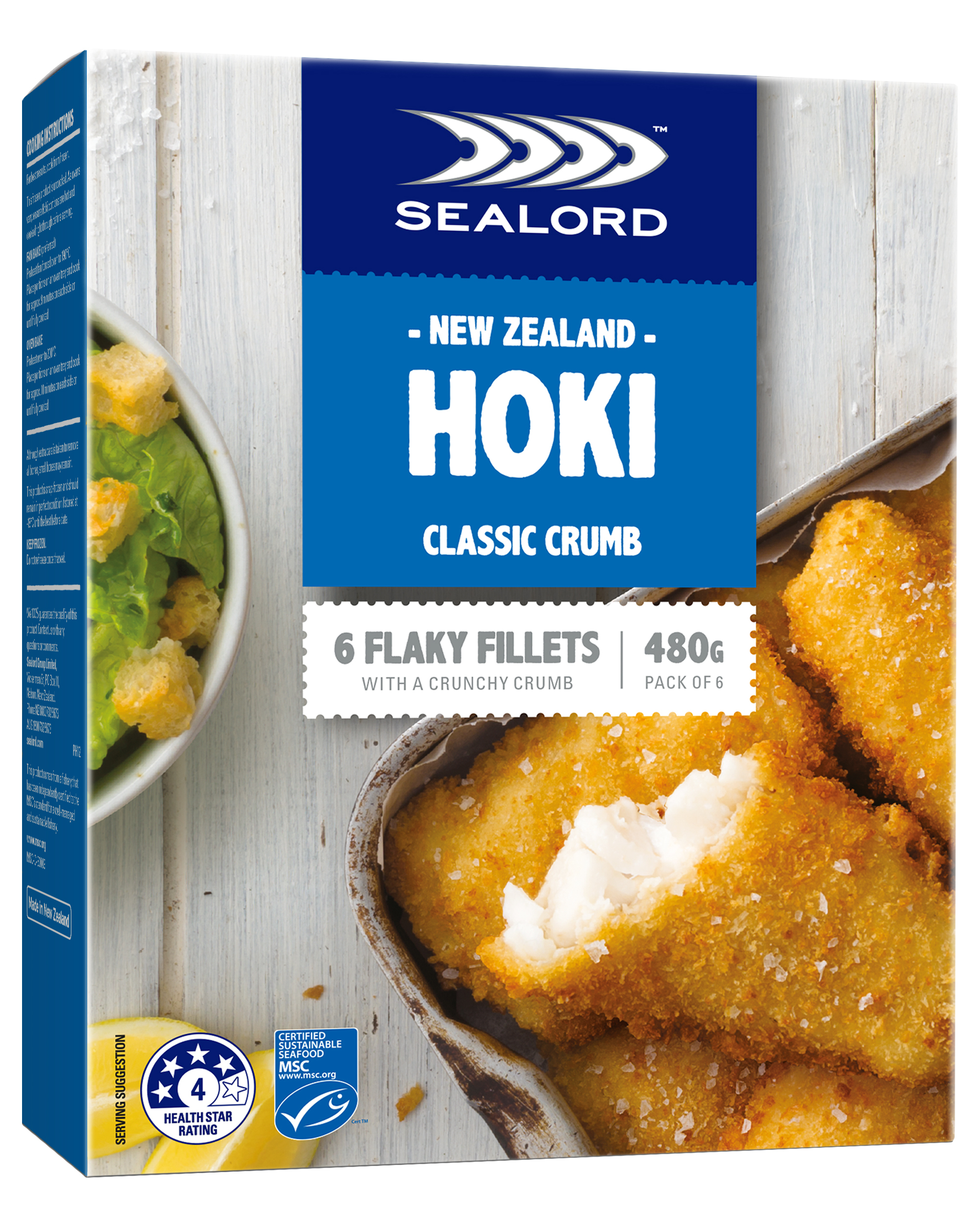 紐西蘭Sealord Hoki原味脆炸鱈魚柳 (6塊) 480g