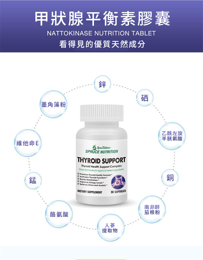 Spruce Nutrition 十重強效配方 甲狀腺 平衡素 30 粒裝 美國原裝行貨 產品簡介