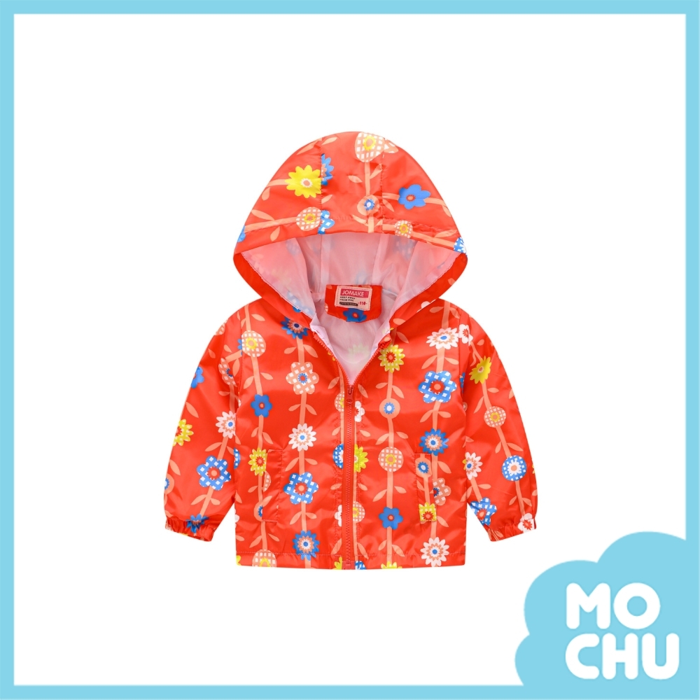 橙色小花連帽外套