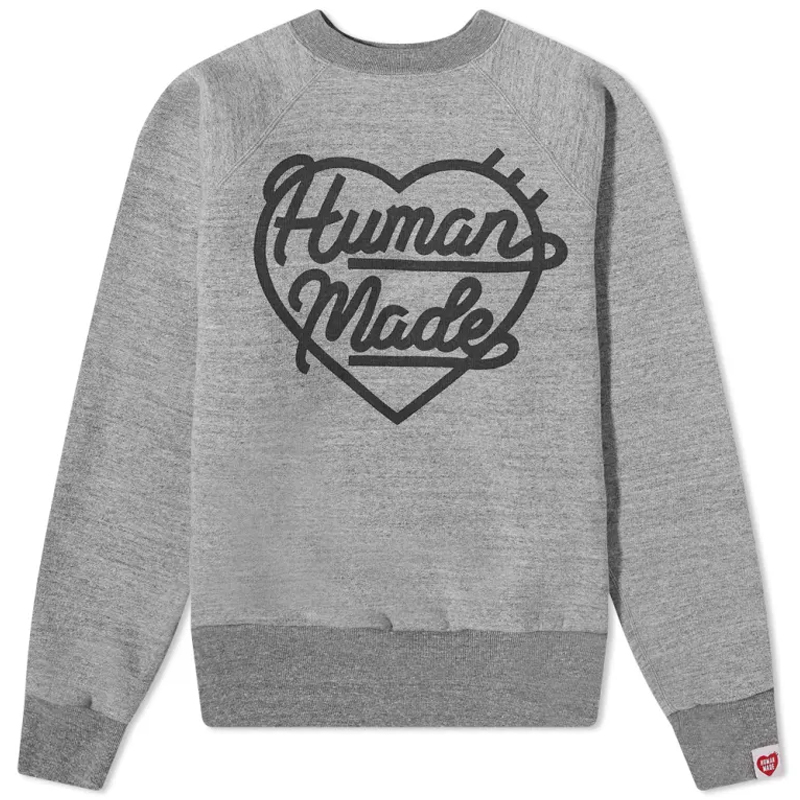[西門實體門市現貨] LV MADE字體平民版 HUMAN MADE HEART CREWNECK 灰色 草寫大愛心 衛衣【HM23CS009GY】