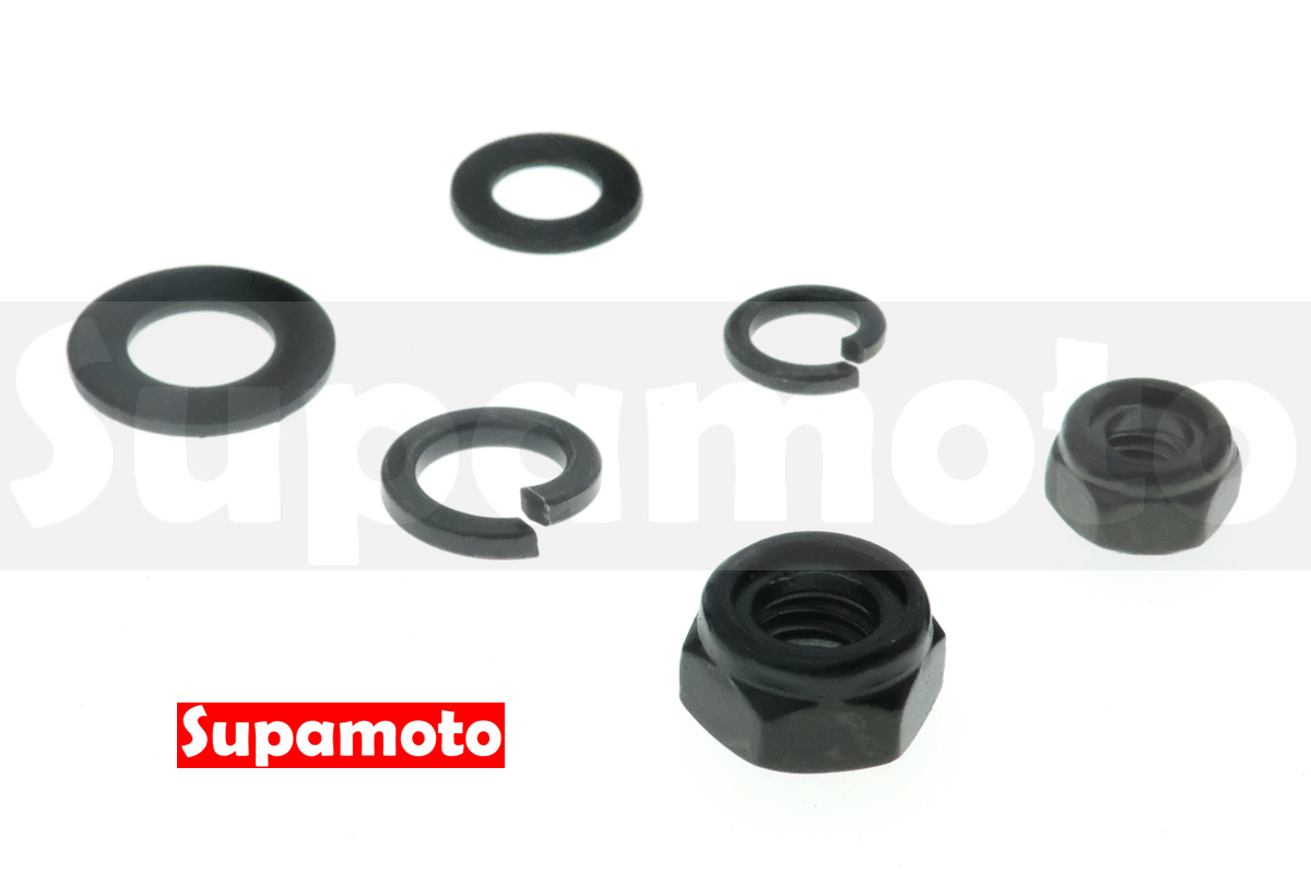 -Supamoto- M10 M12 不鏽鋼 鍍黑 尼龍 螺帽 防鬆脫 平墊片 彈簧墊片 華司 墊片 白鐵 黑化