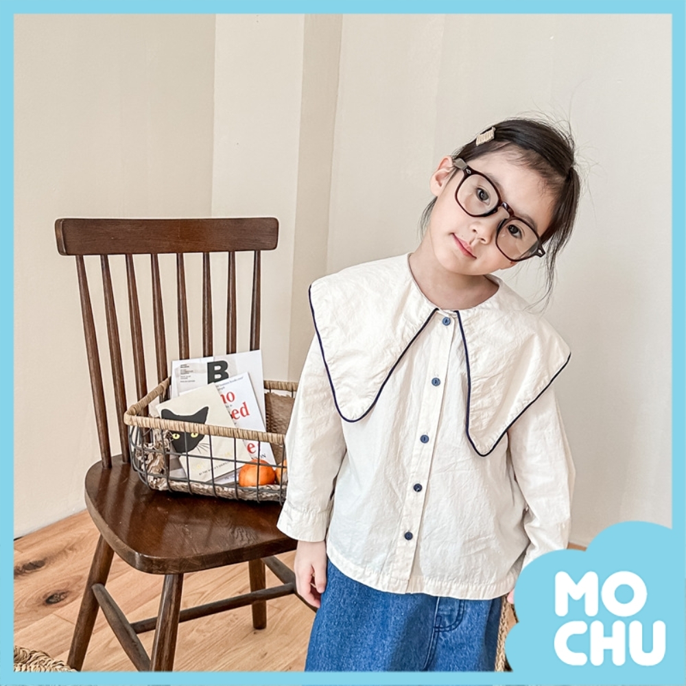 大翻領字母水洗棉襯衫(兩色)