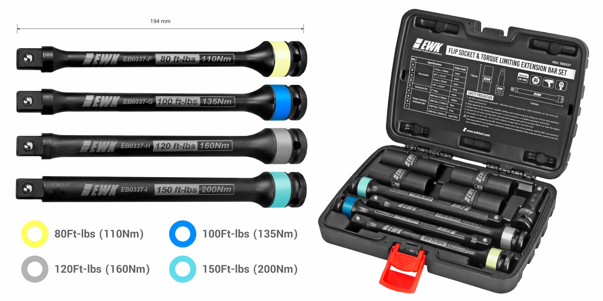 1/2" Flip Impact Socket & Torque Limiting Stick EWK