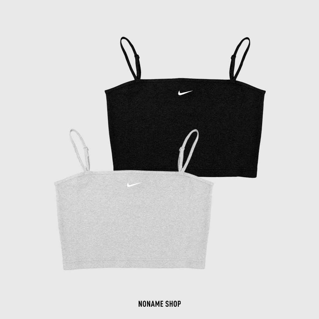 NIKE 羅紋 刺繡 小勾 細肩帶 短版 平口背心 兩色 (女款)
