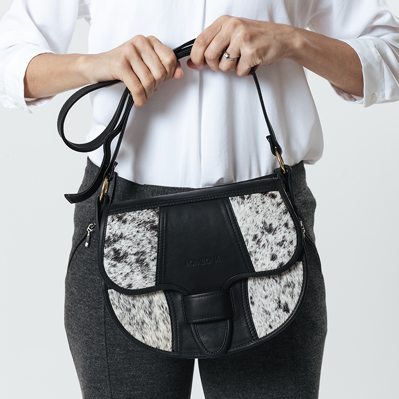 Carriel 皮革包｜毛紋馬鞍包 - Ceniza黑色雪花｜哥倫比亞