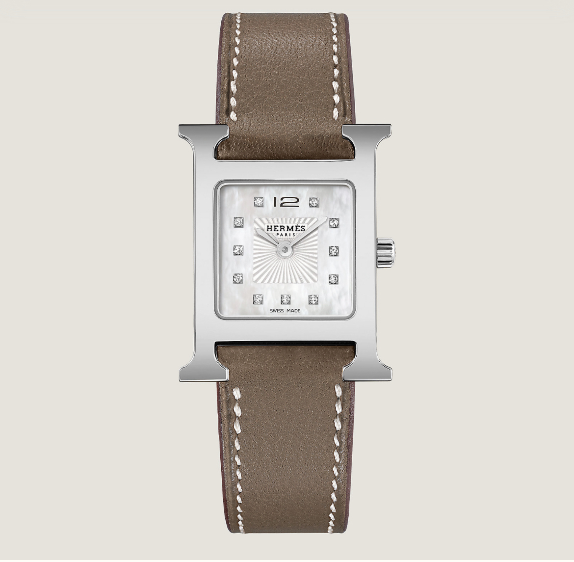 Hermes Watch H 手錶 白貝母面 Heure H 鑽石字