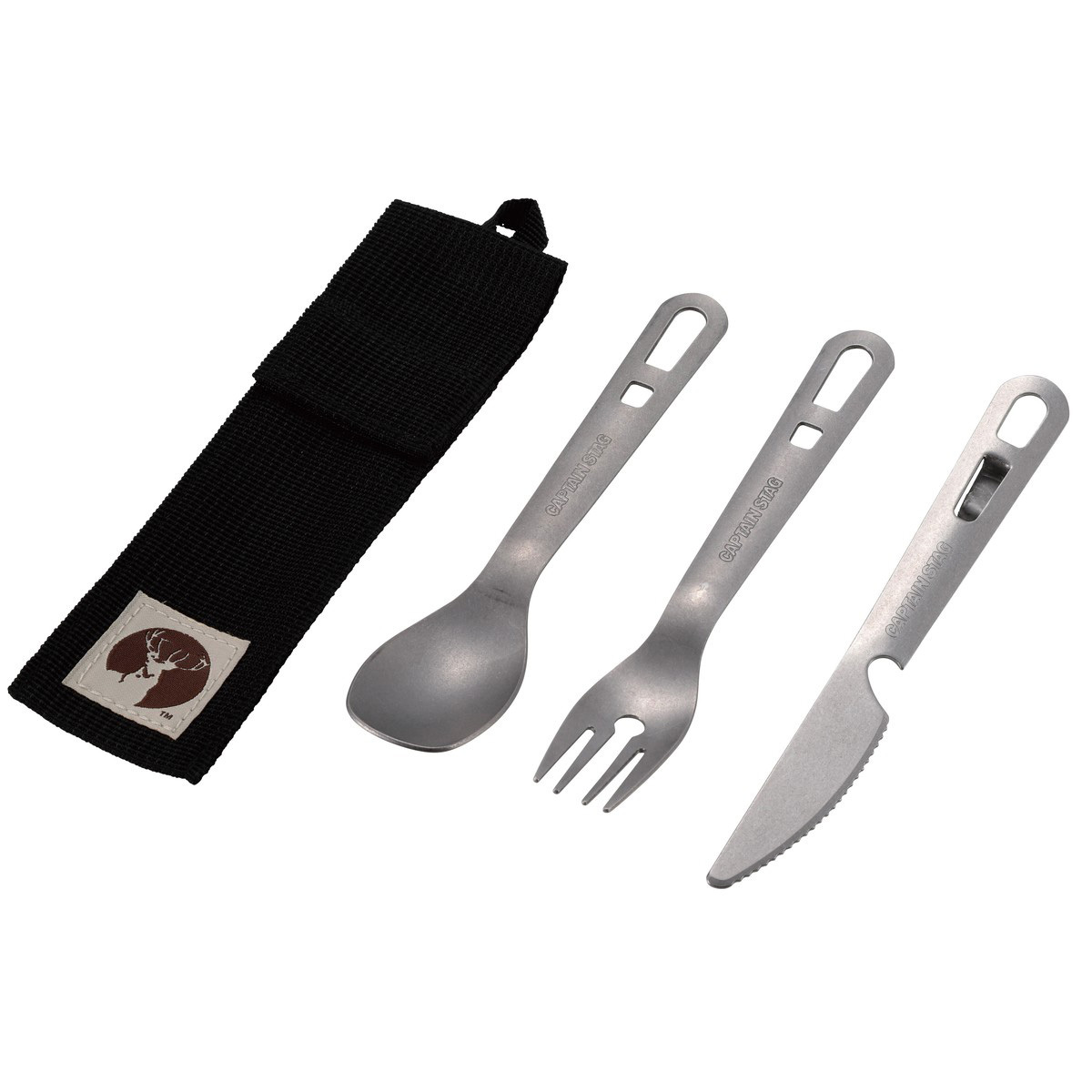 日本直送  露營品牌Captain Stag鹿牌 Stainless Cutlery Set 不鏽鋼餐具3件裝  UH-3037 戶外登山露營野營野餐 家用餐具 餐刀叉子勺子匙羹 3件裝