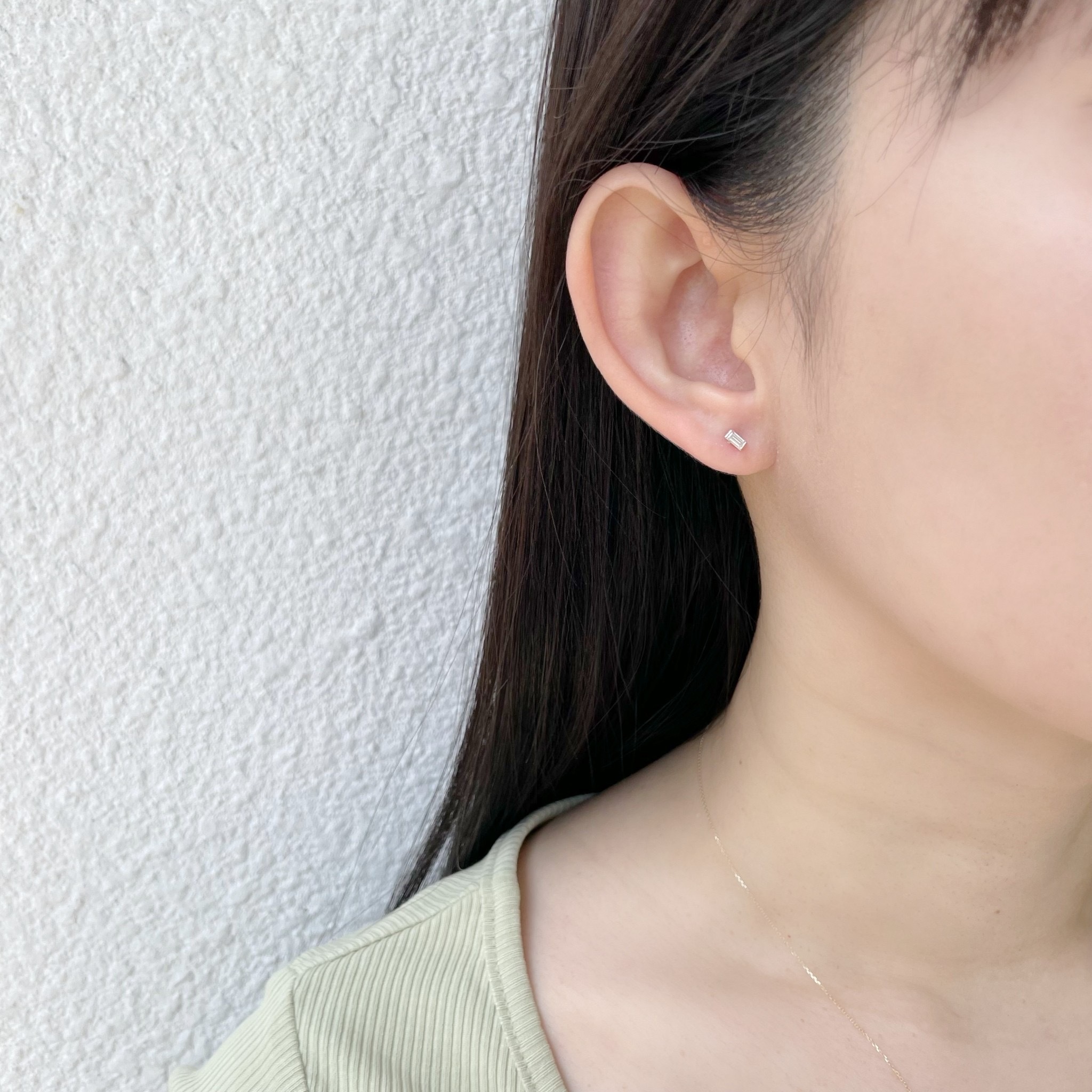 14K細方鋯石stud耳環